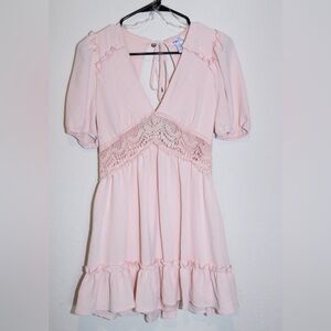 Pink Lace Trim Dress